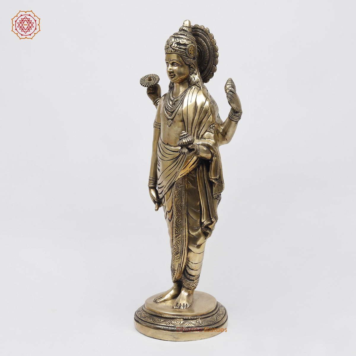 Brass Dhanwantri Standing Fine, Smooth Finish 18”