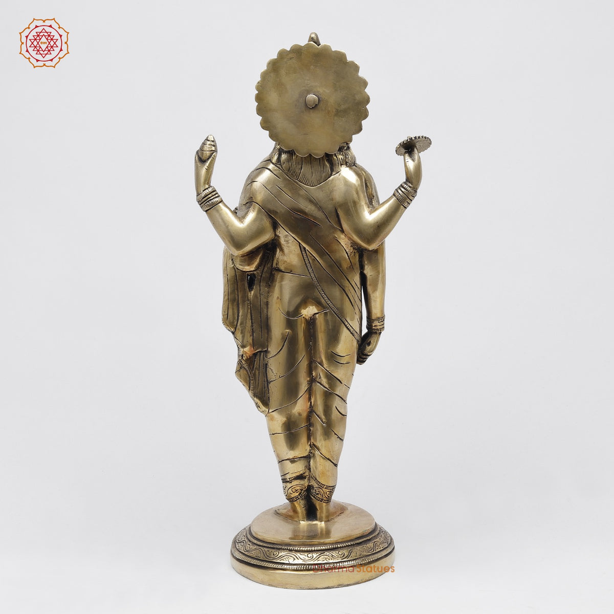 Brass Dhanwantri Standing Fine, Smooth Finish 18”