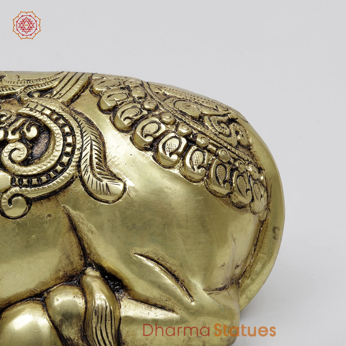 Brass Nandi Seated with Fine Carving 9.5”