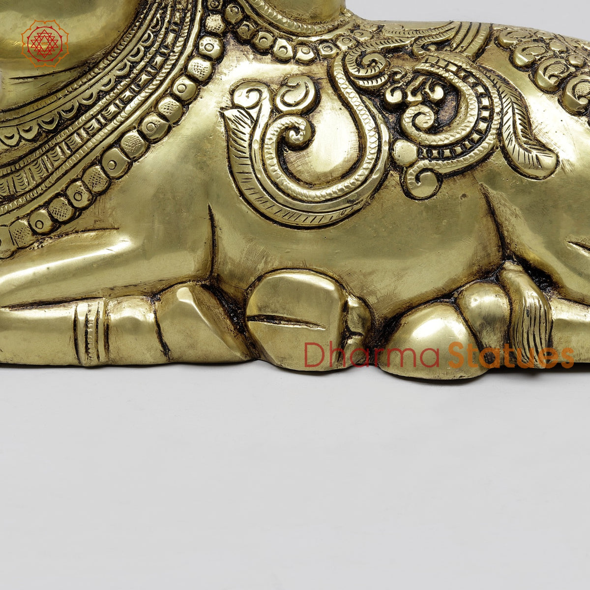 Brass Nandi Seated with Fine Carving 9.5”