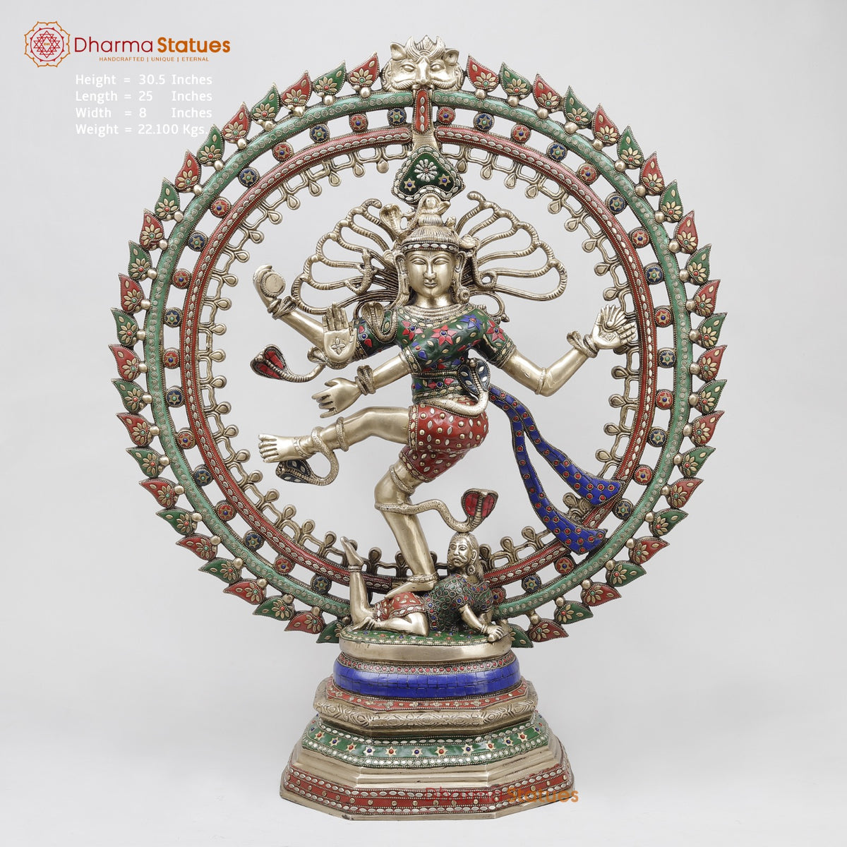 Brass Natraj (Dancing Shiva) Fine, Stone Work 31”