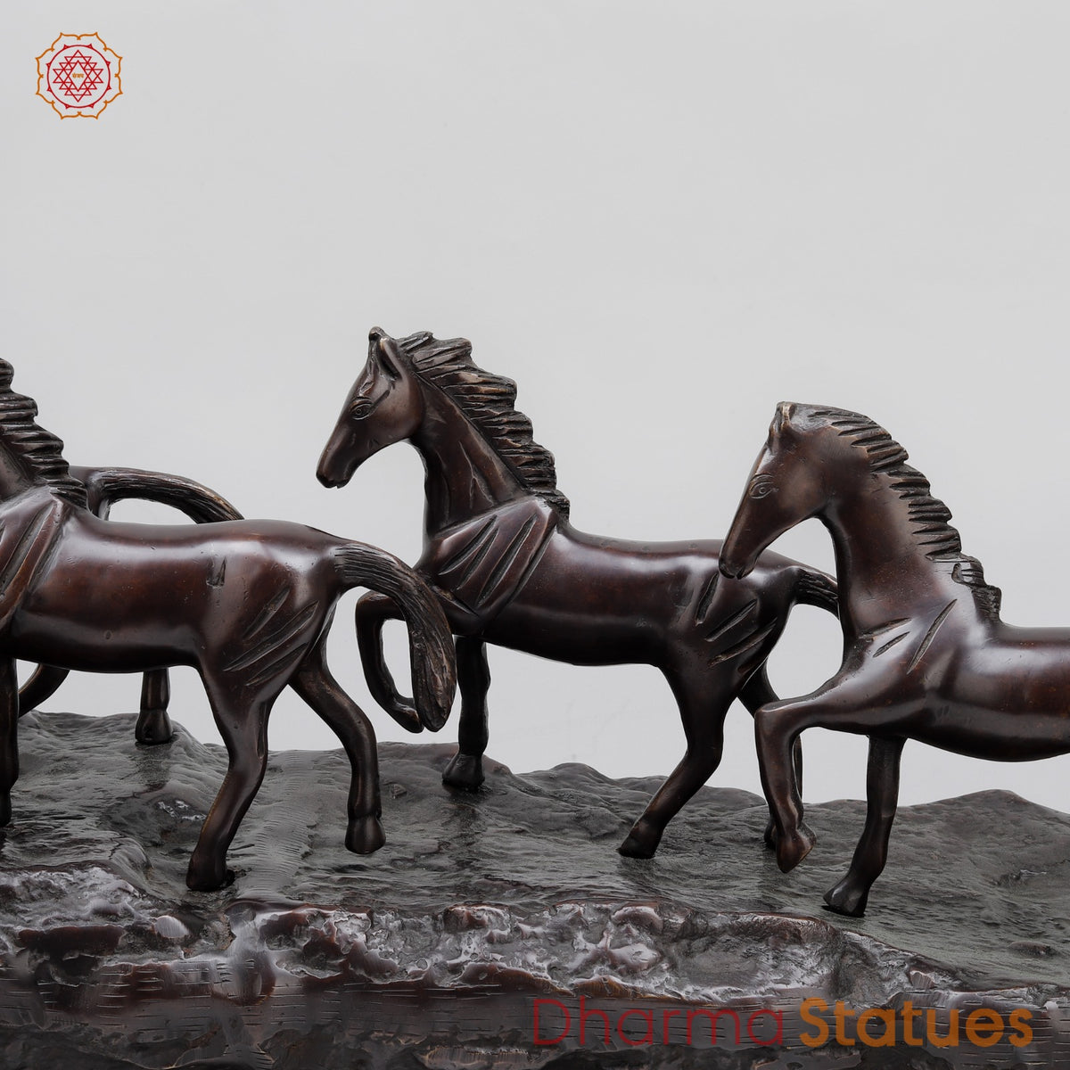 Brass Lucky 7 Horses Fine , Antique Copper Finish 34” (Vastu Approved)