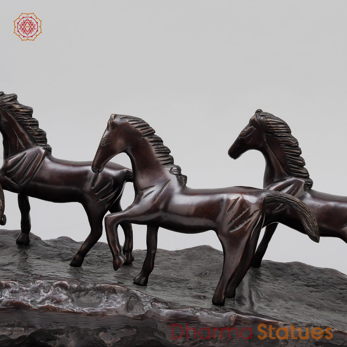 Brass Lucky 7 Horses Fine , Antique Copper Finish 34” (Vastu Approved)