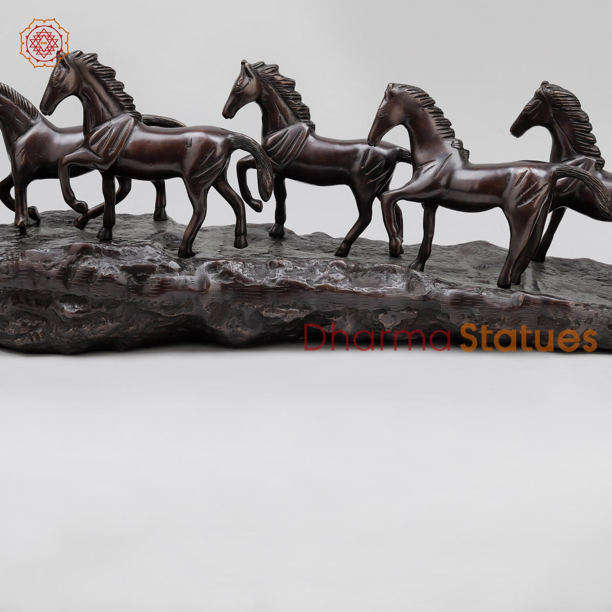 Brass Lucky 7 Horses Fine , Antique Copper Finish 34” (Vastu Approved)