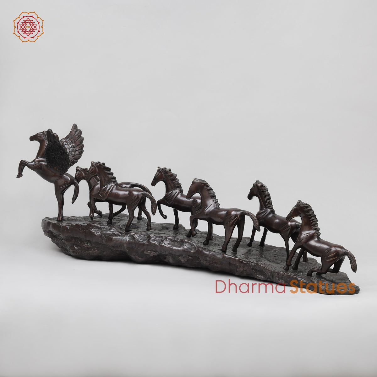 Brass Lucky 7 Horses Fine , Antique Copper Finish 34” (Vastu Approved)
