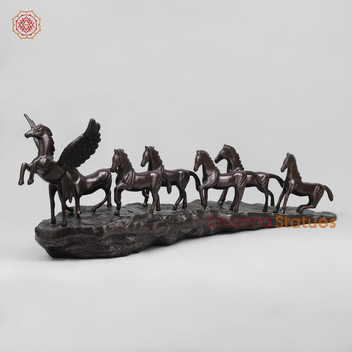 Brass Lucky 7 Horses Fine , Antique Copper Finish 34” (Vastu Approved)
