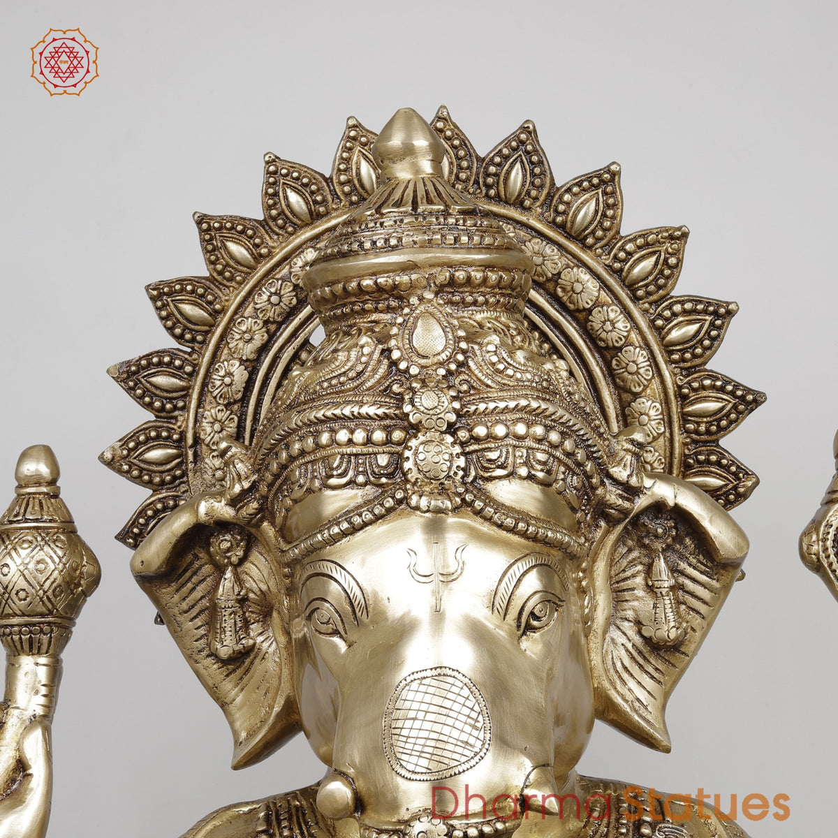 Brass Auspicious Ganesh Seated Fine, Gold Finish 35”