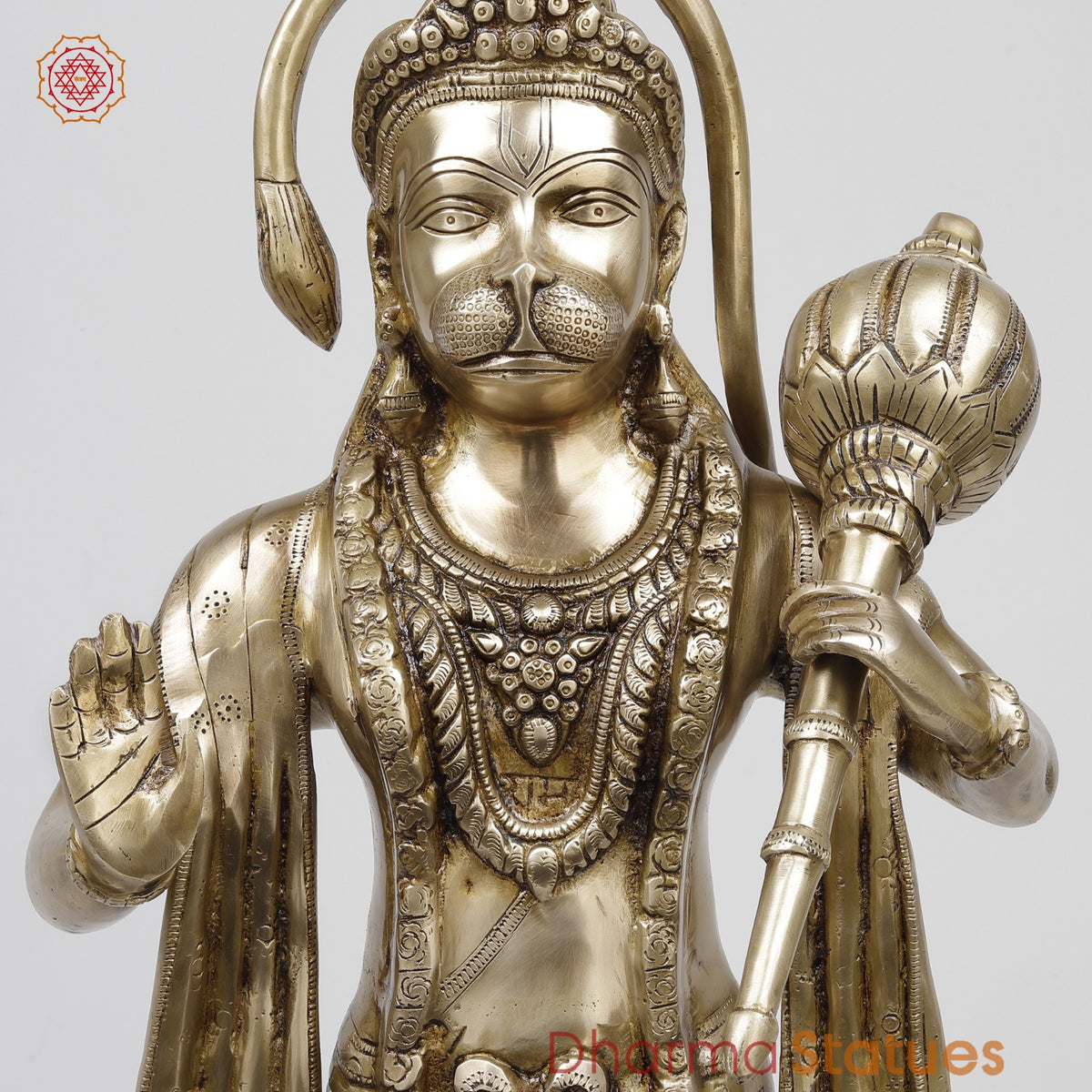 Bras Hanuman Standing Fine, Gold Finish 26”