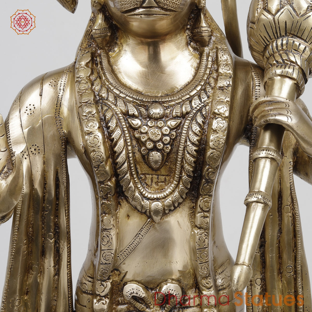 Bras Hanuman Standing Fine, Gold Finish 26”