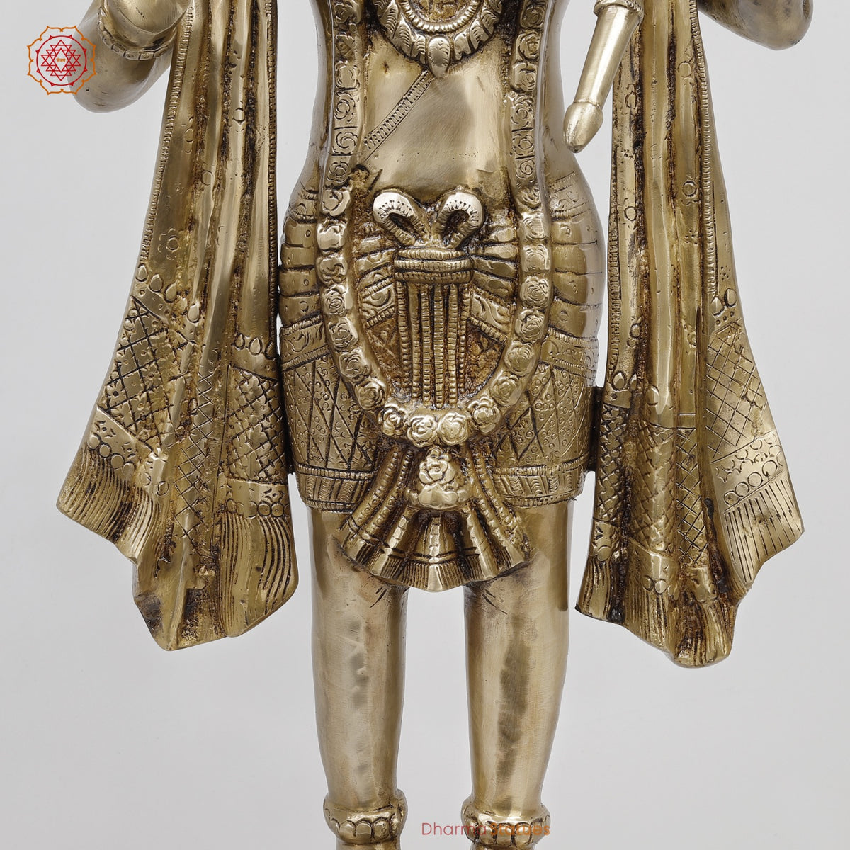 Bras Hanuman Standing Fine, Gold Finish 26”