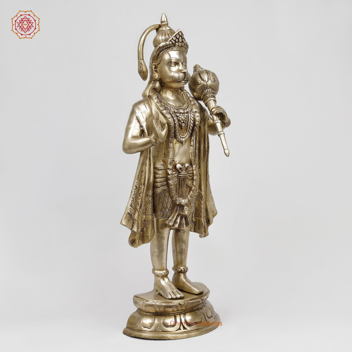 Bras Hanuman Standing Fine, Gold Finish 26”