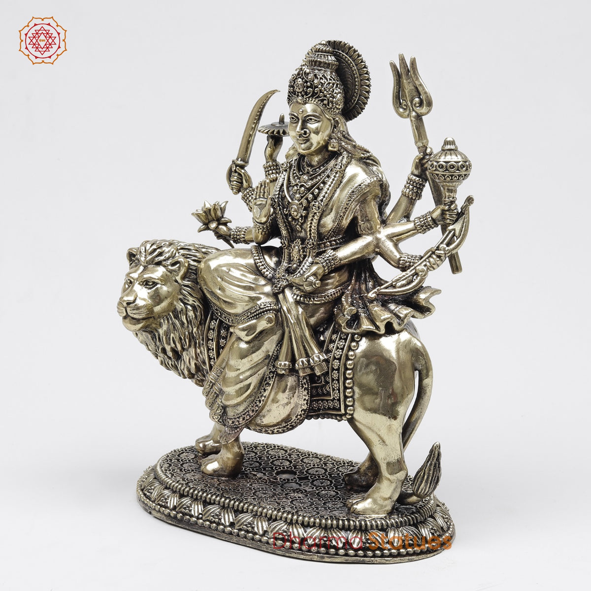 Brass Durga With Base Fine 11”