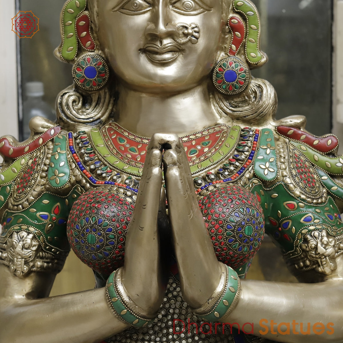 Brass Set of Welcome Lady Fine, Stone Work 52”
