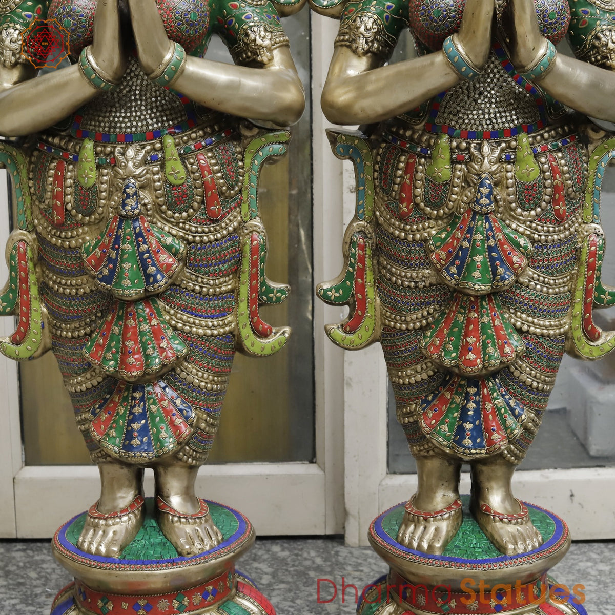 Brass Set of Welcome Lady Fine, Stone Work 52”