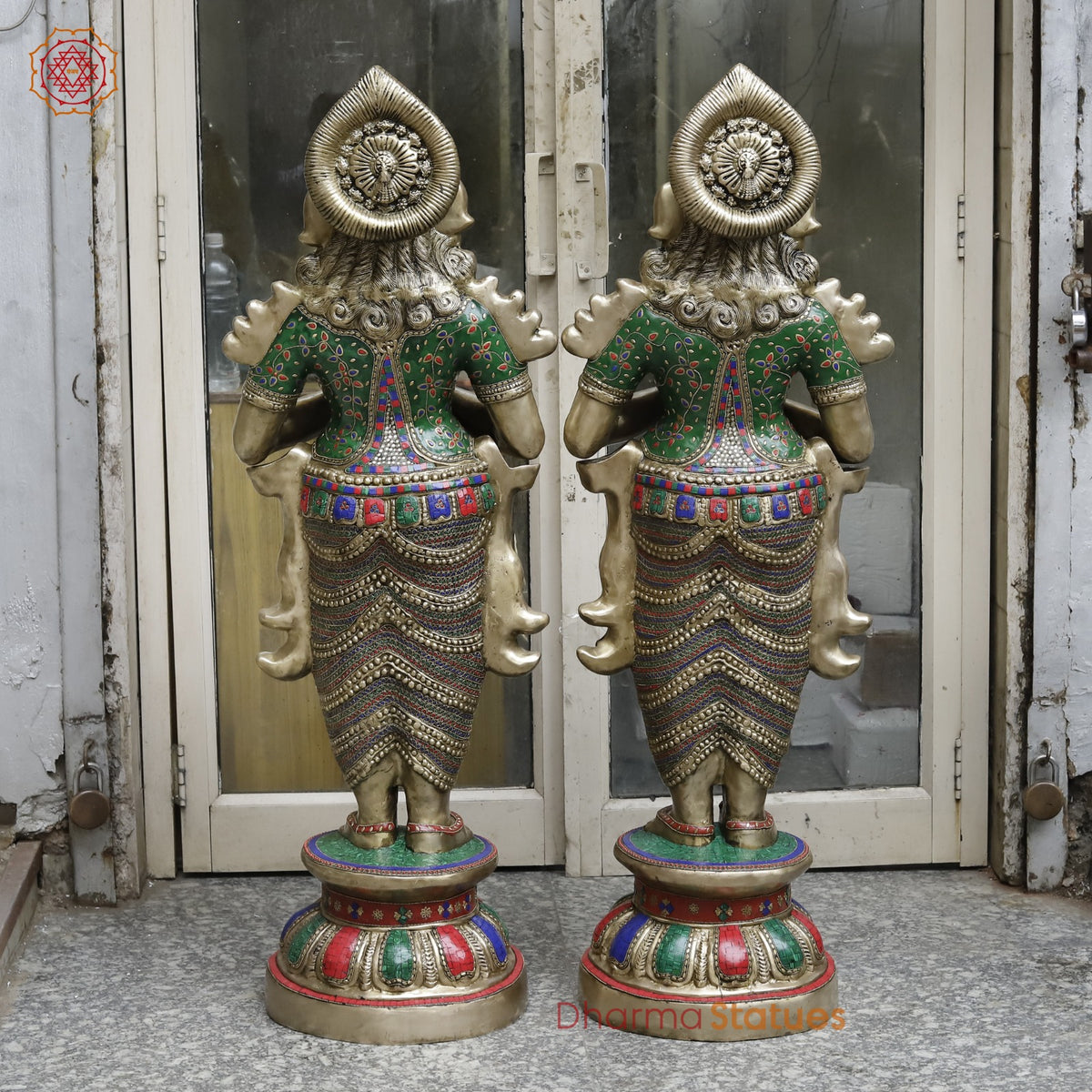 Brass Set of Welcome Lady Fine, Stone Work 52”