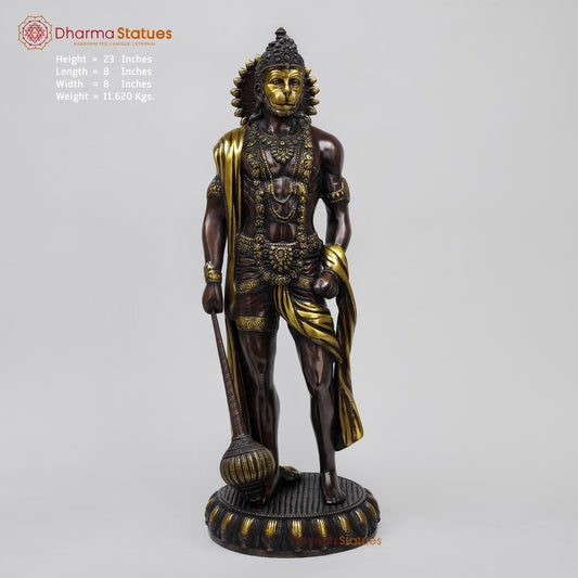 Brass Hanuman Standing Fine, Copper and Gold Finish 23”