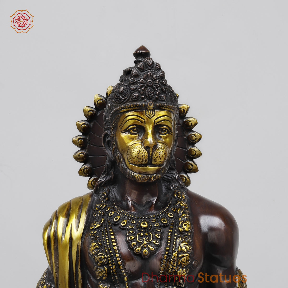 Brass Hanuman Standing Fine, Copper and Gold Finish 23”