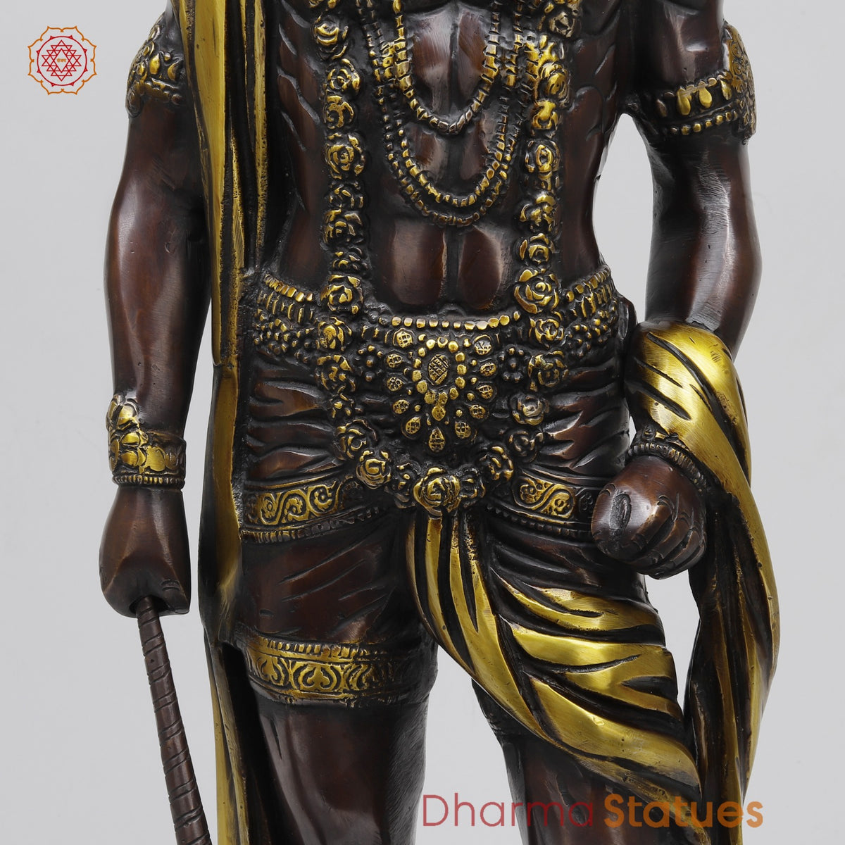 Brass Hanuman Standing Fine, Copper and Gold Finish 23”