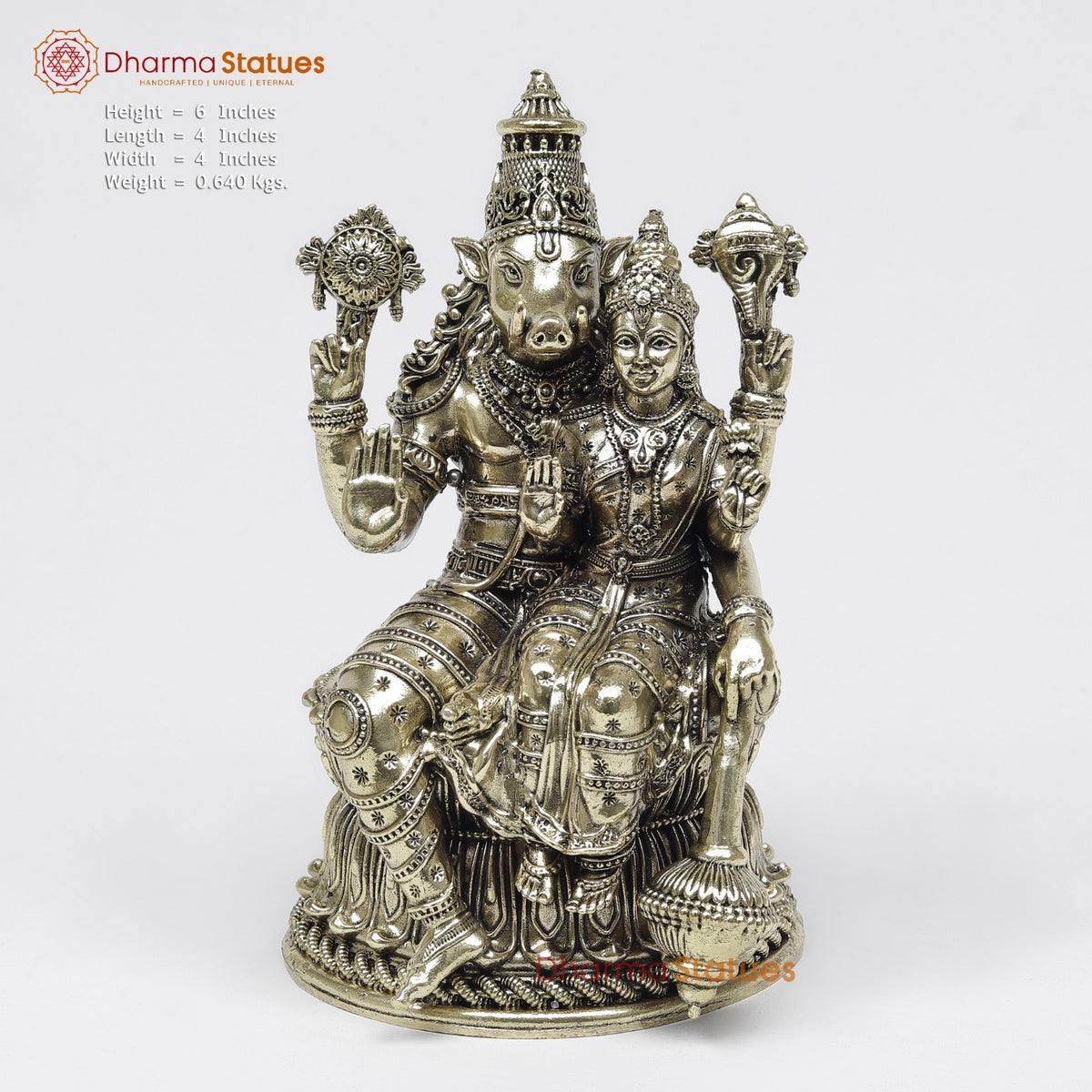 Brass Hayagriva Seated With Lakshmi Fine 6”