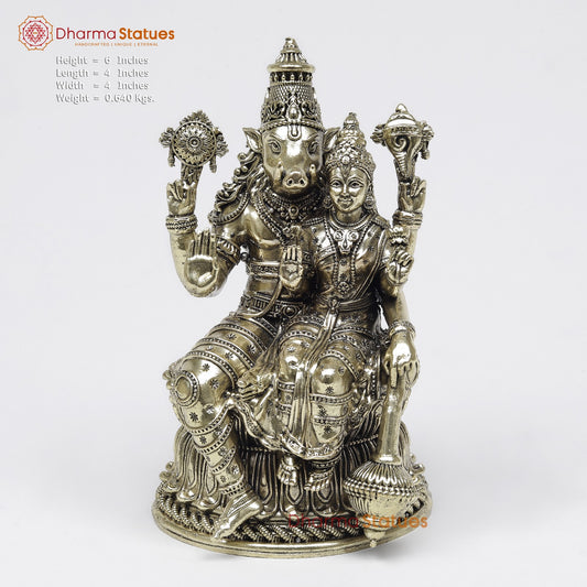 Brass Hayagriva Seated With Lakshmi Fine 6”