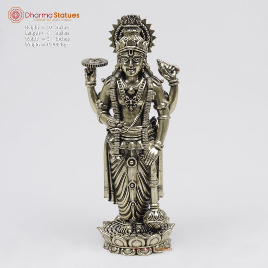 Brass Vishnu Standing Fine 10”