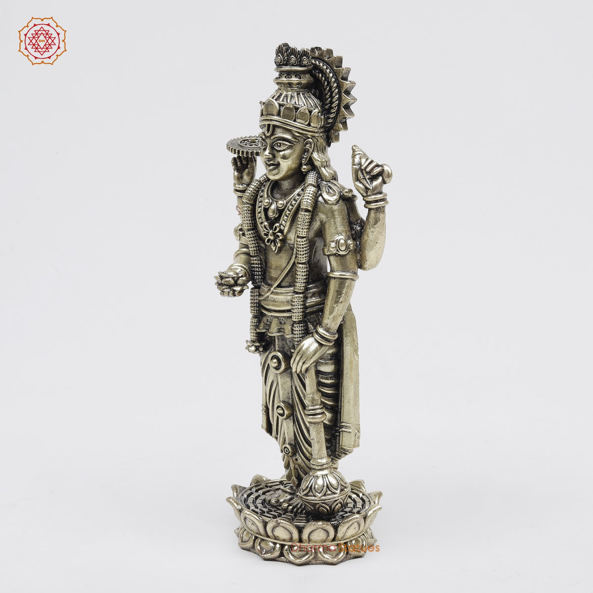 Brass Vishnu Standing Fine 8”