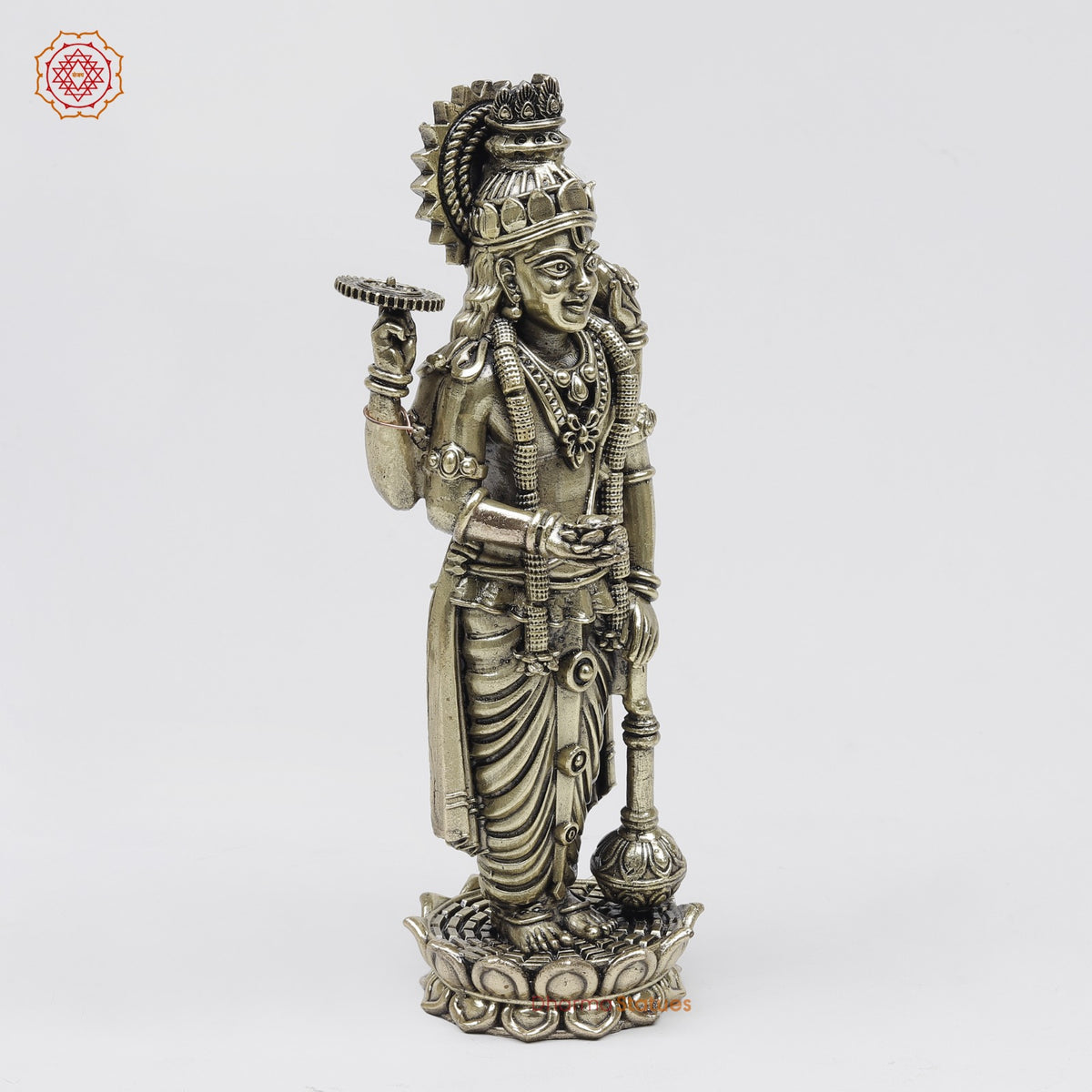 Brass Vishnu Standing Fine 8”
