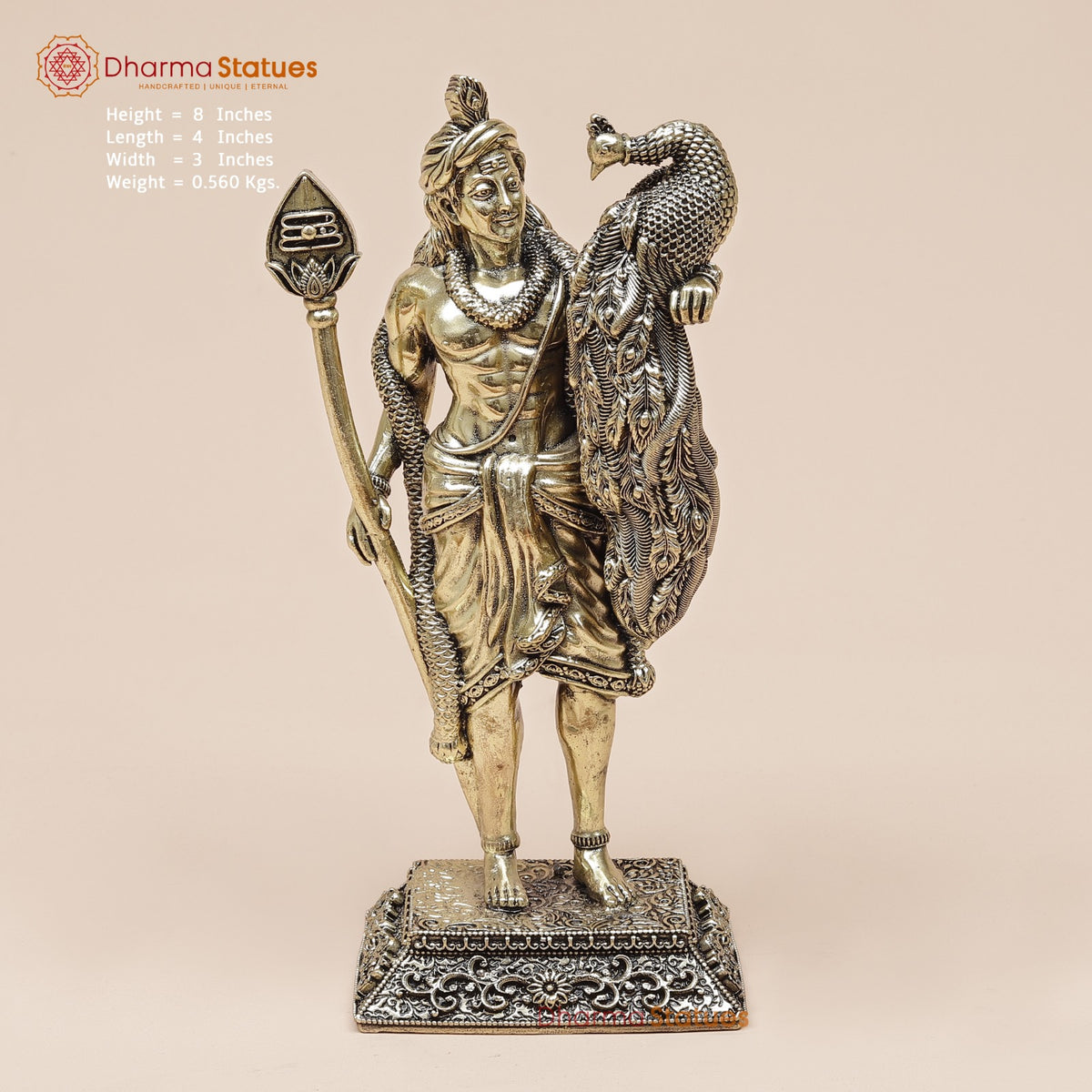 Brass Kartik With Peacock Fine 8”