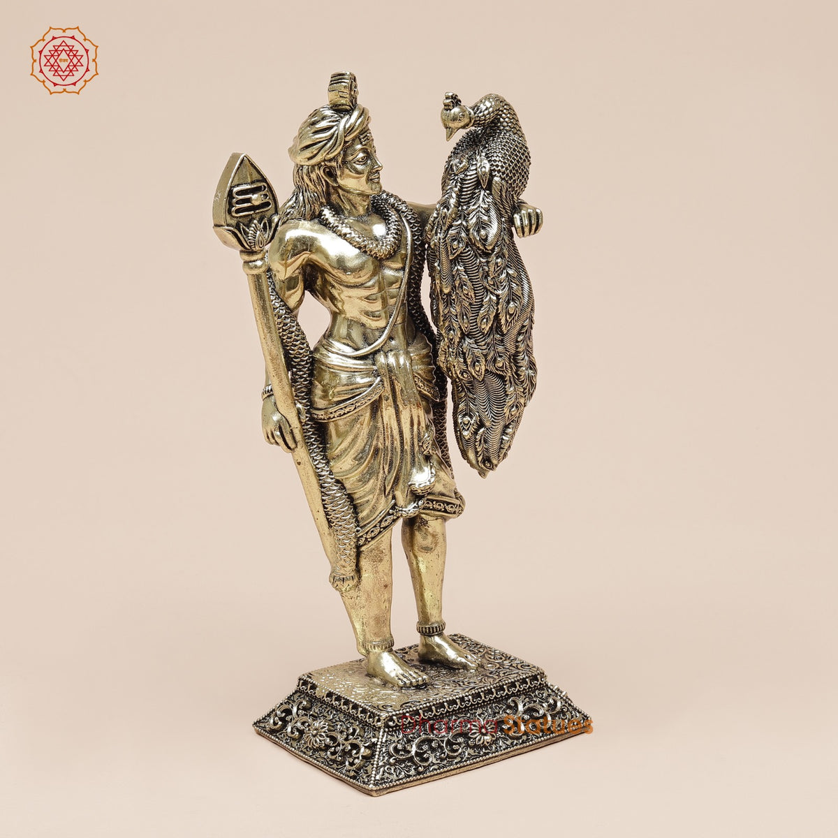 Brass Kartik With Peacock Fine 8”