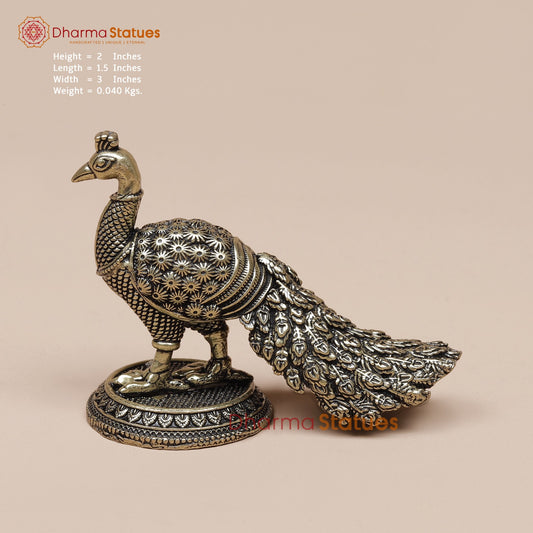 Brass Peacock Standing Fine 2”