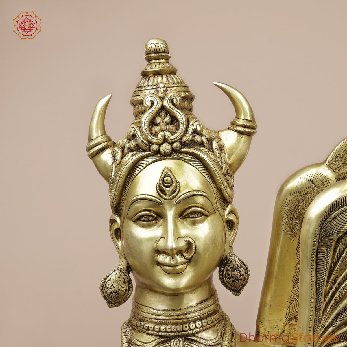 Brass Kamdhenu Standing Fine, Special Gold Finish 30”