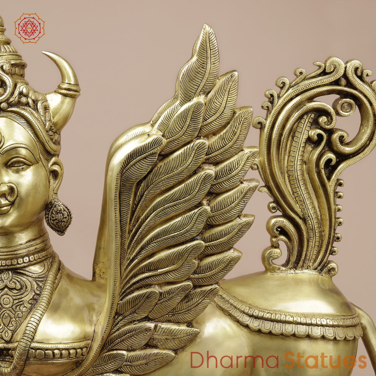 Brass Kamdhenu Standing Fine, Special Gold Finish 30”
