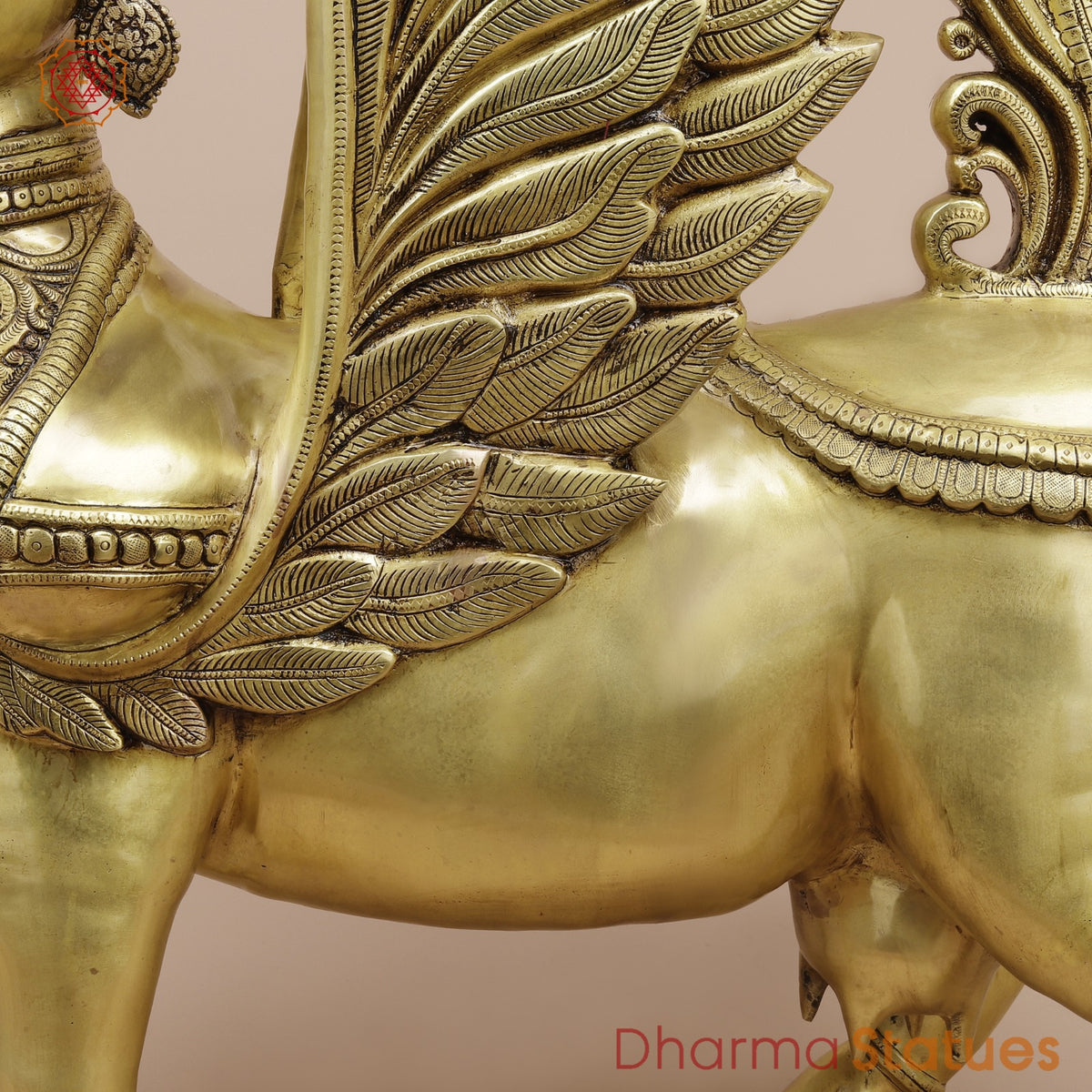 Brass Kamdhenu Standing Fine, Special Gold Finish 30”