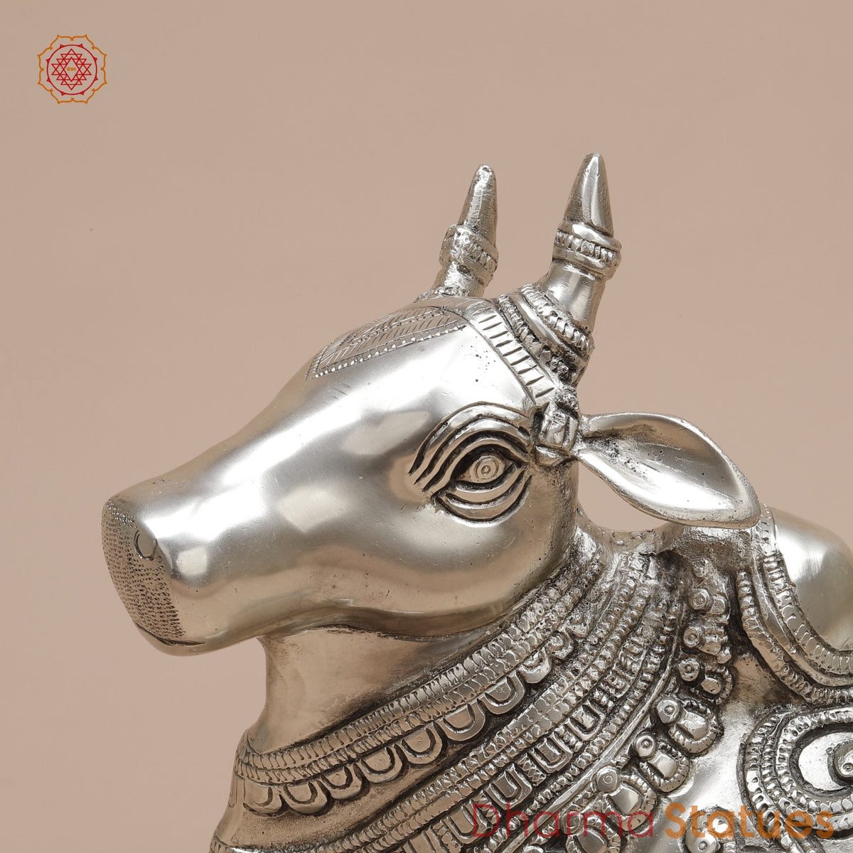 Brass Nandi Seated Fine, Silver Coated 12”
