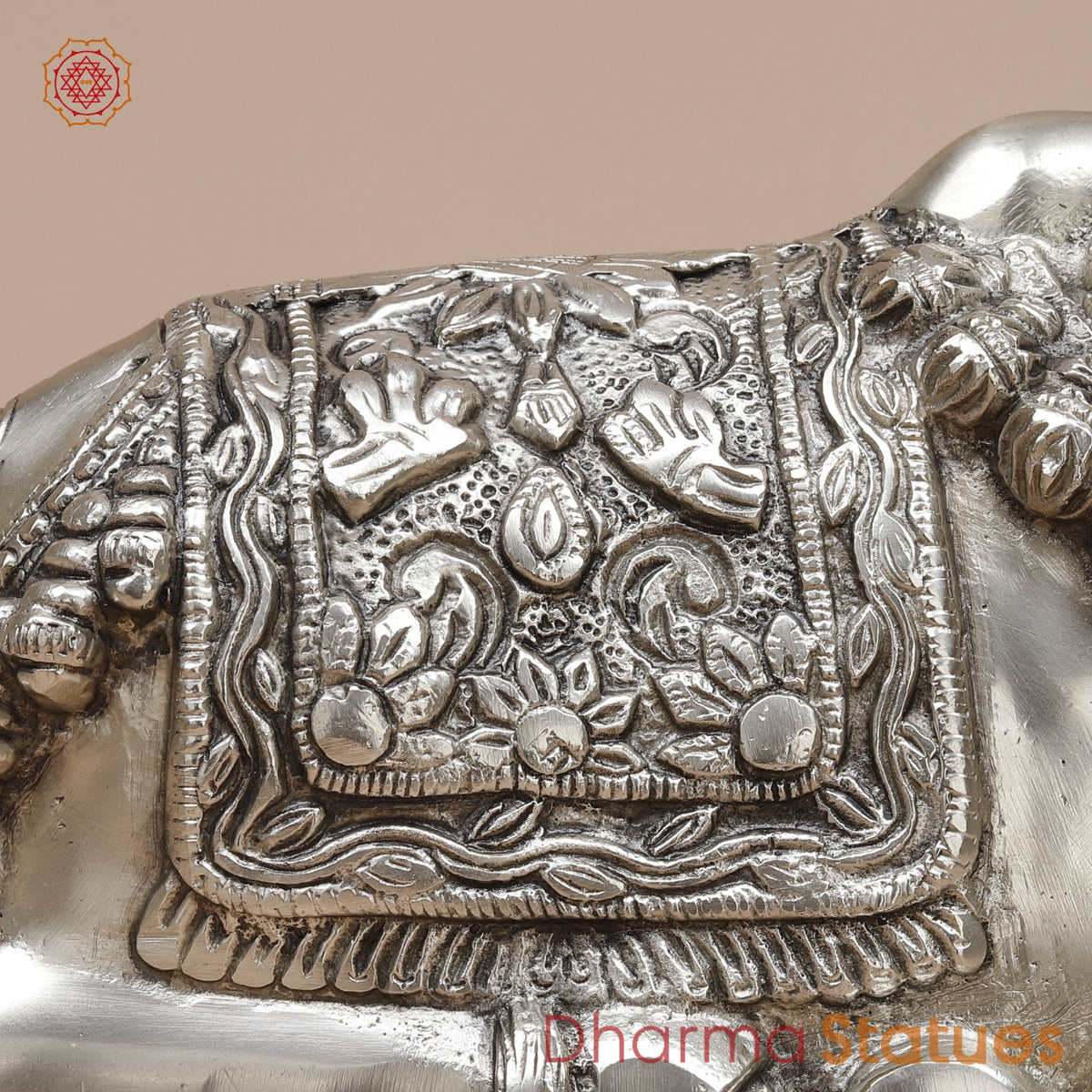 Brass Nandi Seated Fine, Silver Coated 10”