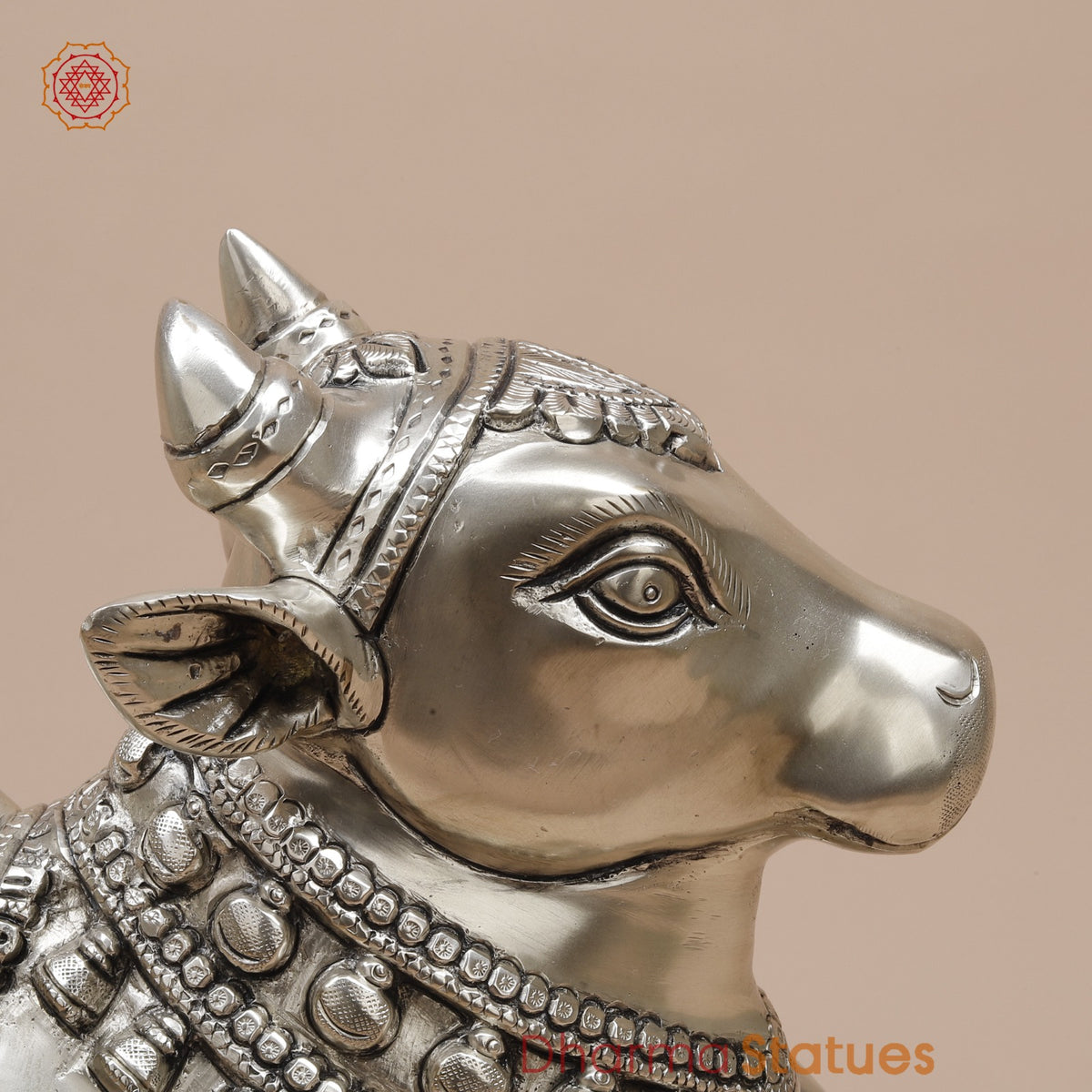Brass Nandi Seated Fine, Silver Coated 18”