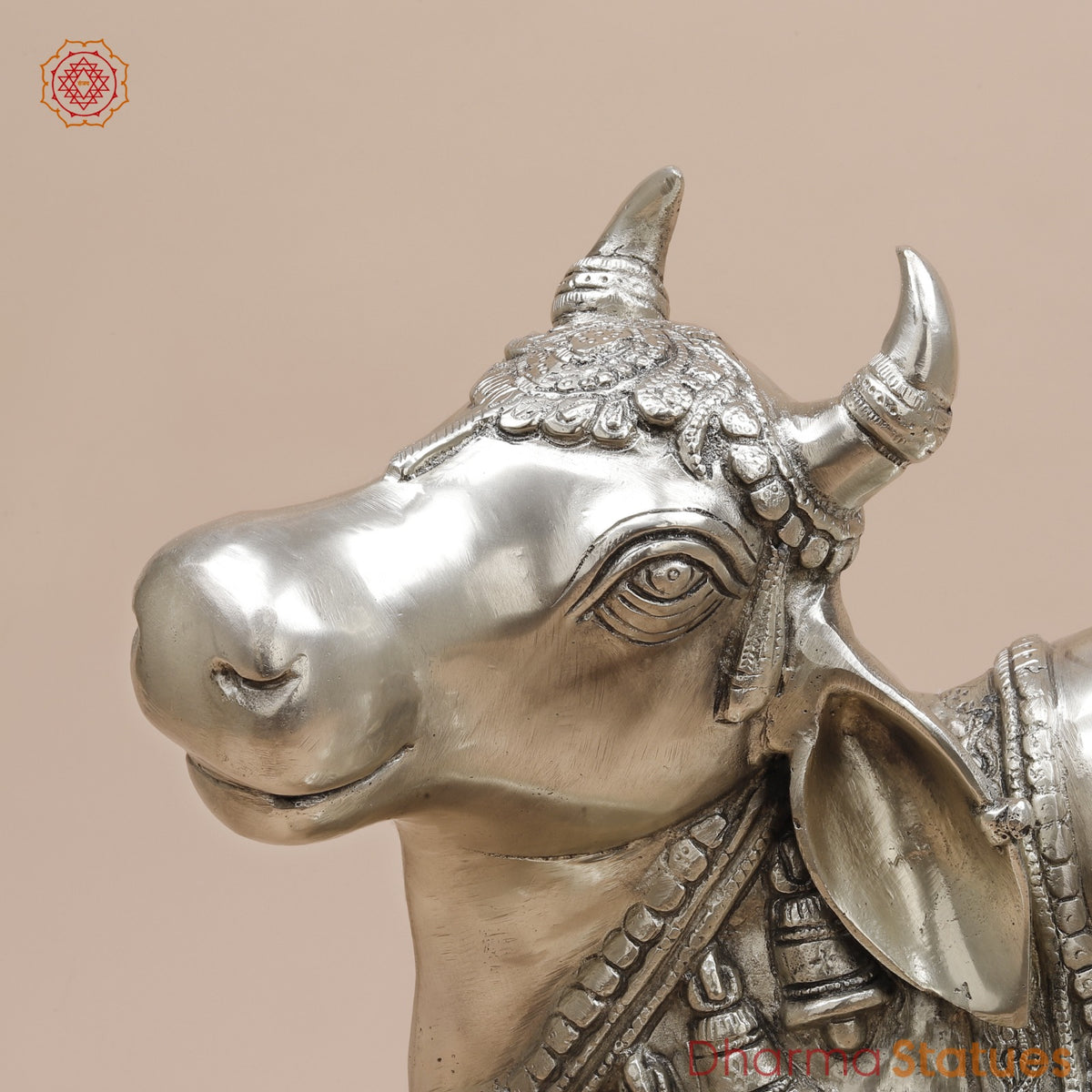 Brass Nandi Seated Fine, Silver Coated 20”
