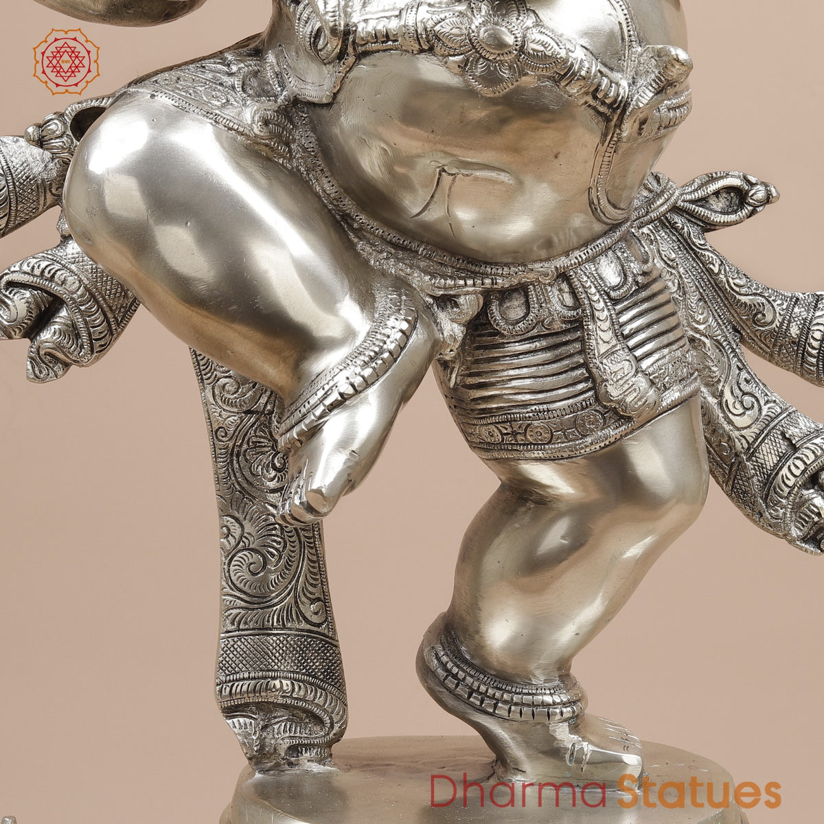 Brass Joyful Dancing Ganesh Fine, Silver Coated 30”