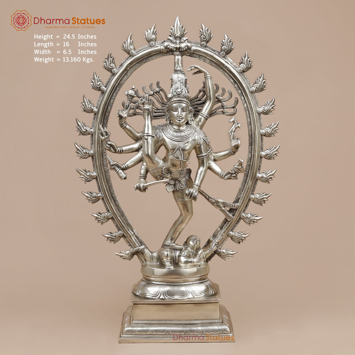 Brass Tandav Natraj fine, Silver Finish  25”