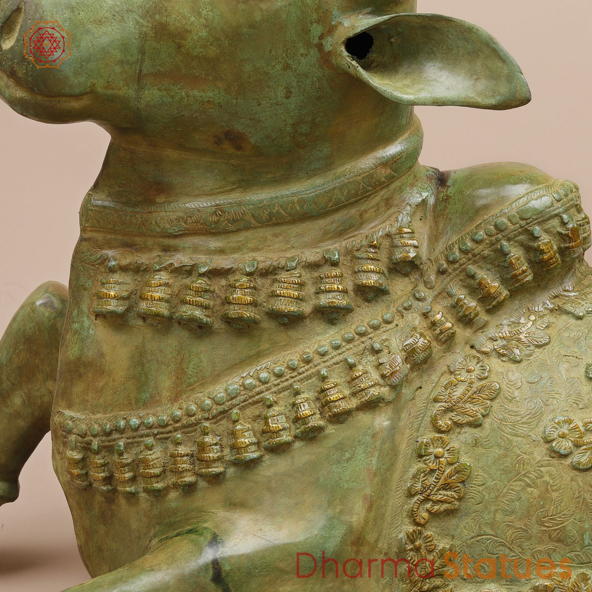 Brass Nandi Seated Fine , Natural Green Patina 34”
