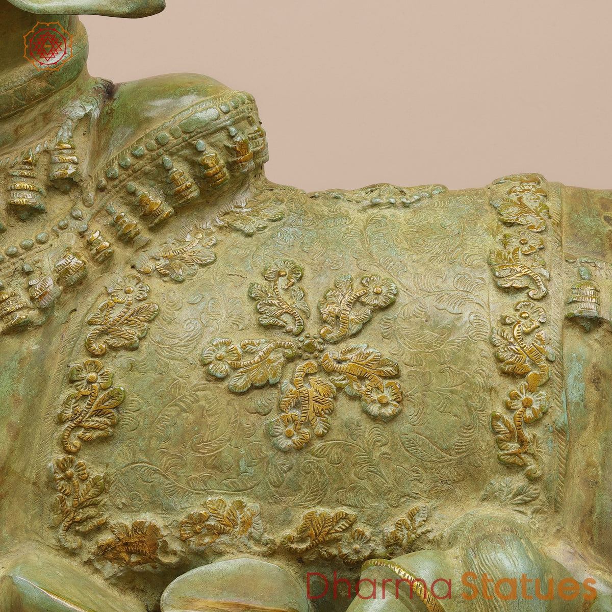 Brass Nandi Seated Fine , Natural Green Patina 34”