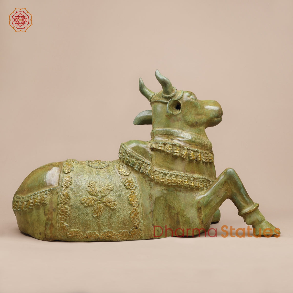 Brass Nandi Seated Fine , Natural Green Patina 34”