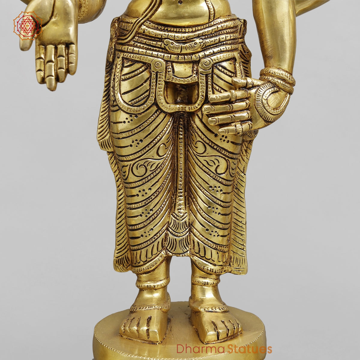 Brass Balaji with Sridevi and Bhudevi Fine, Golden Finish 25”