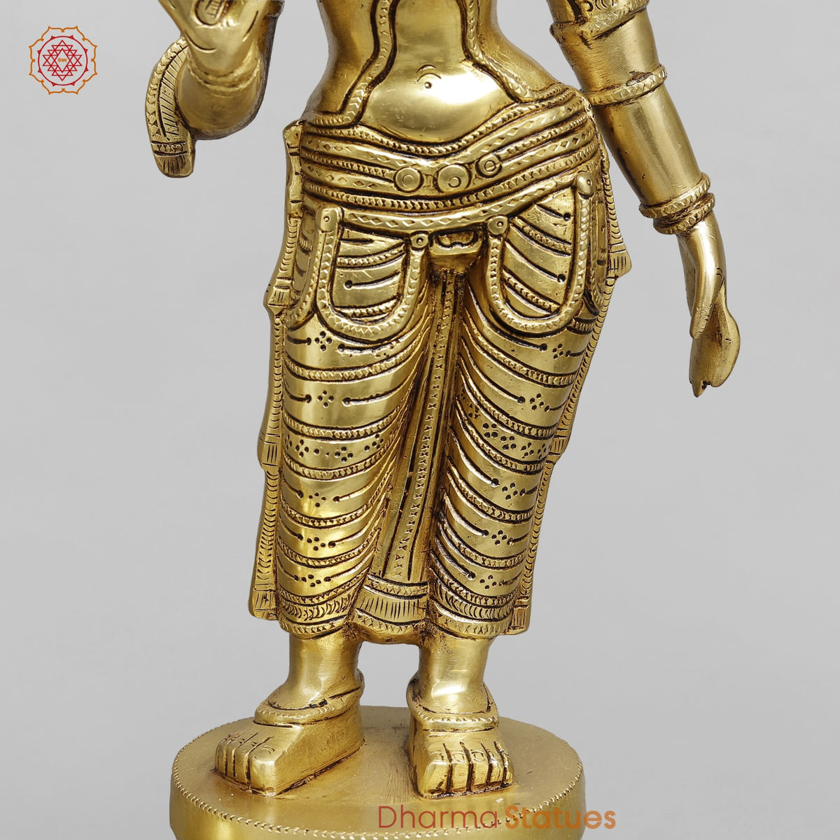 Brass Balaji with Sridevi and Bhudevi Fine, Golden Finish 25”