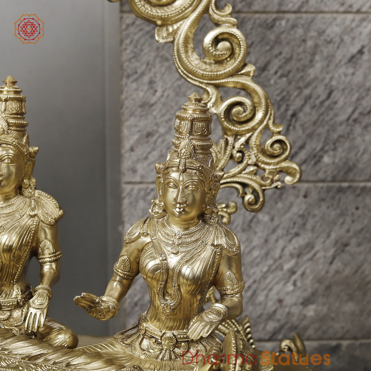 Bronze Vishnu Resting With Lakshmi (Anantshayiana) with Arch Fine, Special Gold Finish 43”