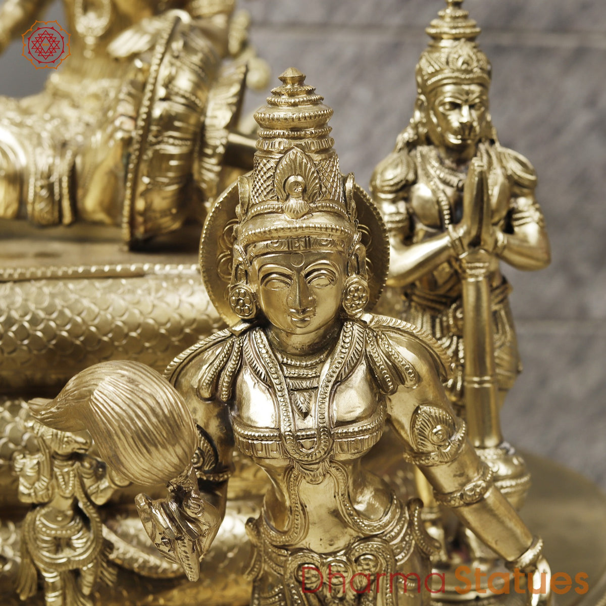 Bronze Vishnu Resting With Lakshmi (Anantshayiana) with Arch Fine, Special Gold Finish 43”