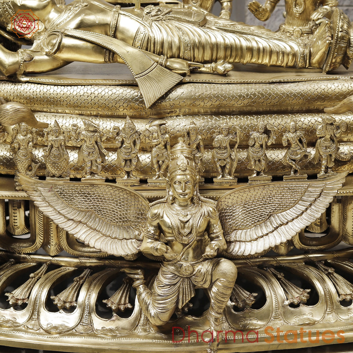 Bronze Vishnu Resting With Lakshmi (Anantshayiana) with Arch Fine, Special Gold Finish 43”