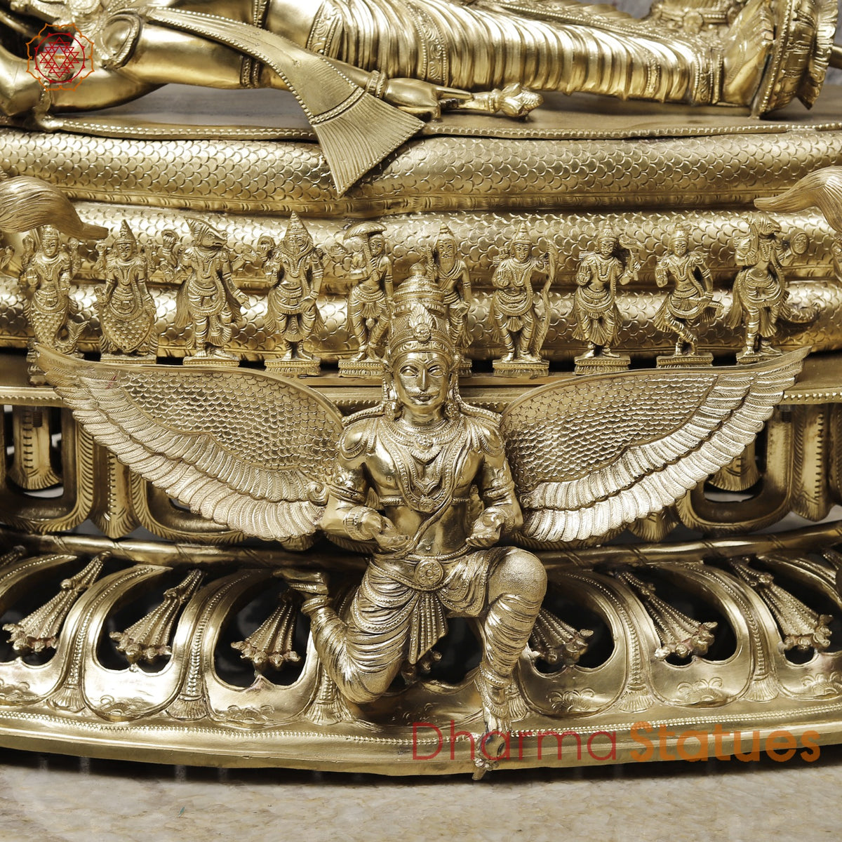 Bronze Vishnu Resting With Lakshmi (Anantshayiana) with Arch Fine, Special Gold Finish 43”