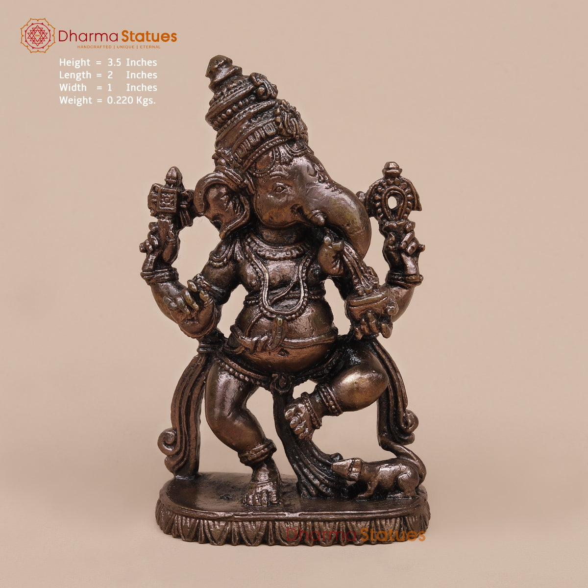Copper Dancing Ganesh Fine 3.5”