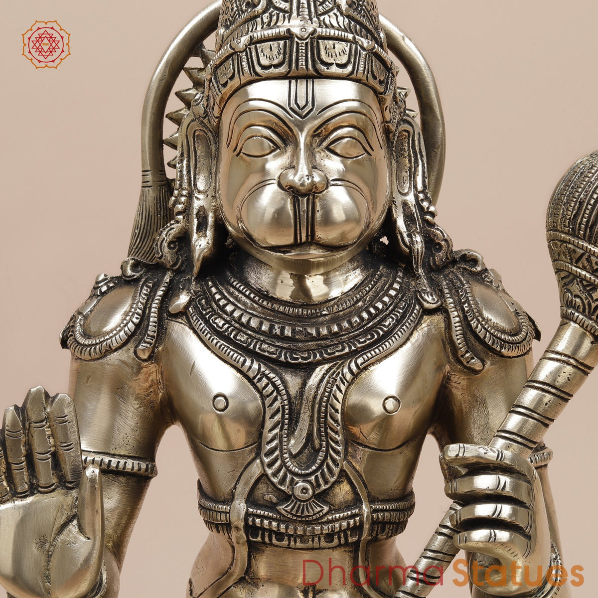Brass Hanuman Ji seated Fine, Smooth Finish 19”